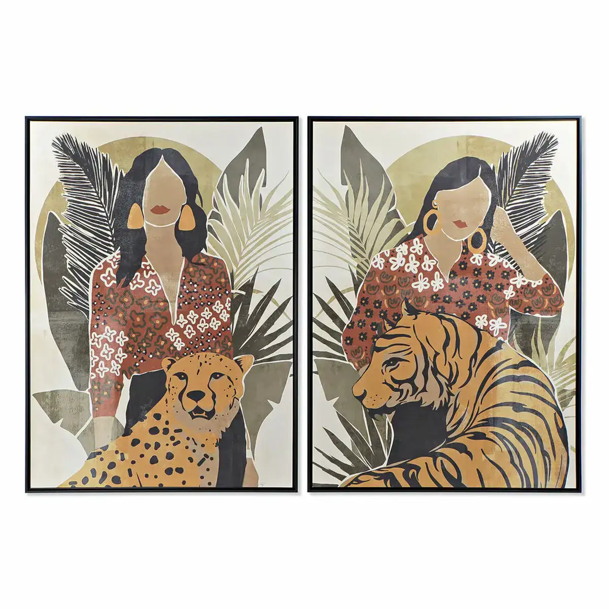 Cadre dkd home decor femme tigre 104 x 4 5 x 144 cm animal tropical 2 unites _4008. DIAYTAR COTE D'IVOIRE - Votre Univers Shopping Éclectique. Explorez nos offres variées et découvrez des articles qui embrassent la diversité et la polyvalence de vos besoins.