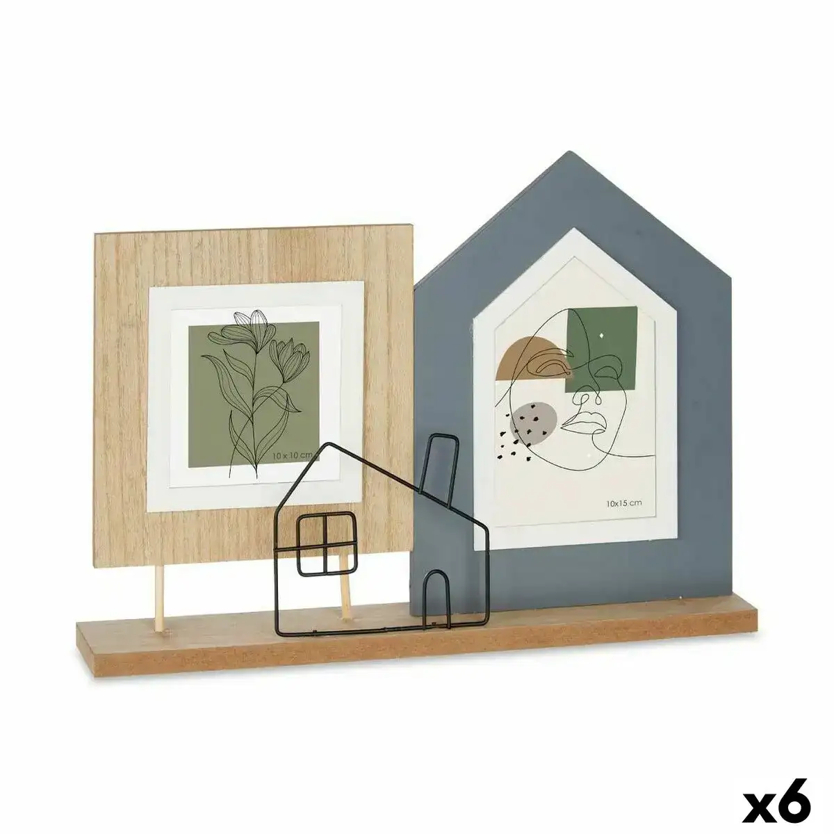 Cadre photo 2 photos maison noir marron bois mdf 36 x 26 x 6 cm 6 unites _9455. DIAYTAR COTE D'IVOIRE - Où Choisir est un Acte d'Amour pour le Côte d'Ivoire. Explorez notre boutique en ligne et choisissez des articles qui célèbrent la culture et l'artisanat du pays.
