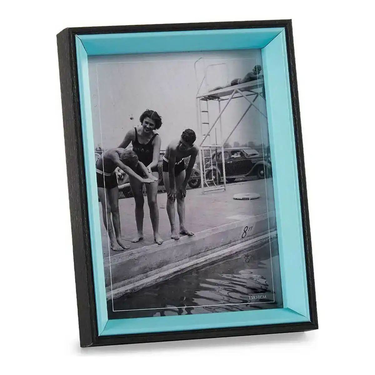 Cadre photo noir bleu verre 3 x 20 x 15 cm bois mdf_6959. DIAYTAR COTE D'IVOIRE - L'Art de Choisir, l'Art de Se Distinquer. Naviguez à travers notre catalogue et choisissez des produits qui ajoutent une note d'élégance à votre style unique.
