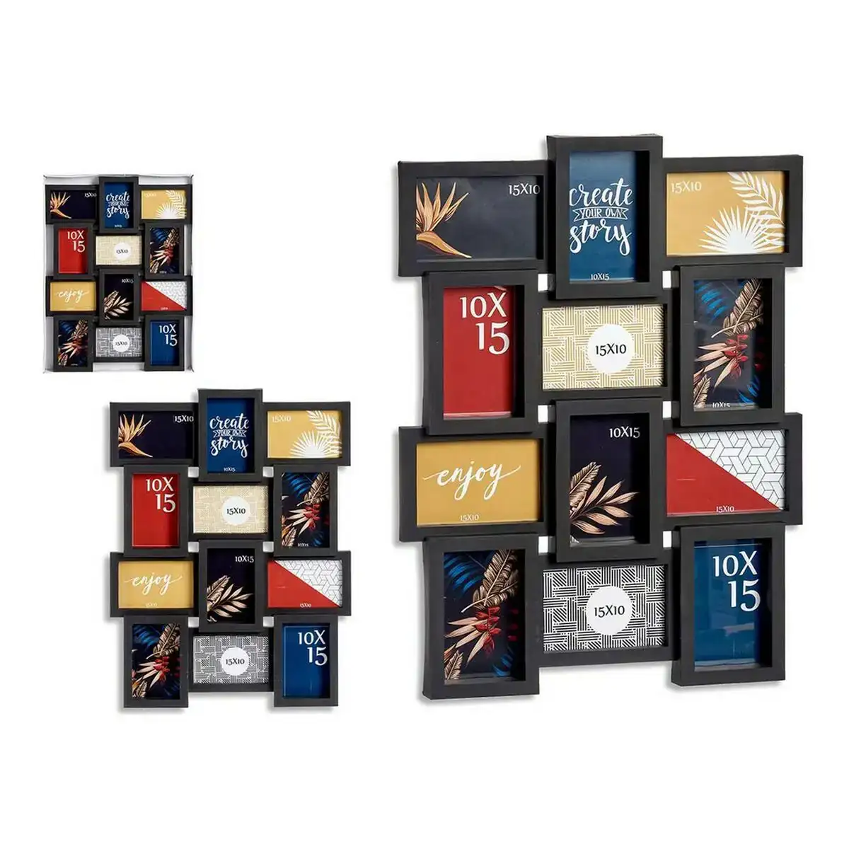 Cadre photos multiple noir metal verre plastique 44 5 x 2 5 x 58 5 cm _7434. DIAYTAR COTE D'IVOIRE - Votre Destination Shopping Incontournable. Parcourez nos rayons virtuels et trouvez des articles qui répondent à tous vos besoins, du quotidien à l'exceptionnel.