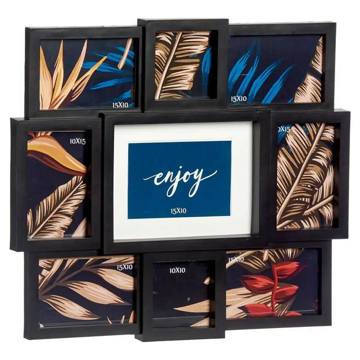 Cadre photos multiple verre noir plastique 42 3 x 2 5 x 48 5 cm _3103. DIAYTAR COTE D'IVOIRE - L'Art de Vivre le Shopping Authentique. Découvrez notre boutique en ligne et trouvez des produits qui incarnent la passion et le savoir-faire du Côte d'Ivoire.