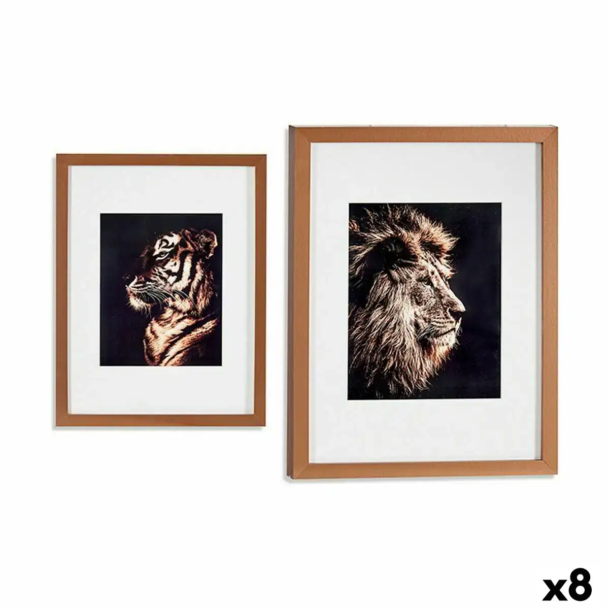 Cadre tigre lion verre contre plaque 33 x 43 x 3 cm 8 unites _6948. DIAYTAR COTE D'IVOIRE - Votre Passage vers le Raffinement. Plongez dans notre univers de produits exquis et choisissez des articles qui ajoutent une touche de sophistication à votre vie.