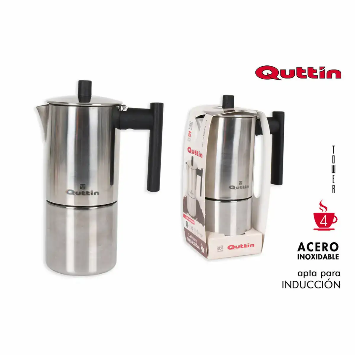 Cafetiere italienne quttin tower_1014. DIAYTAR COTE D'IVOIRE - Où le Shopping Devient une Aventure Culturelle. Plongez dans notre univers de produits qui célèbrent l'héritage et l'artisanat du Côte d'Ivoire.