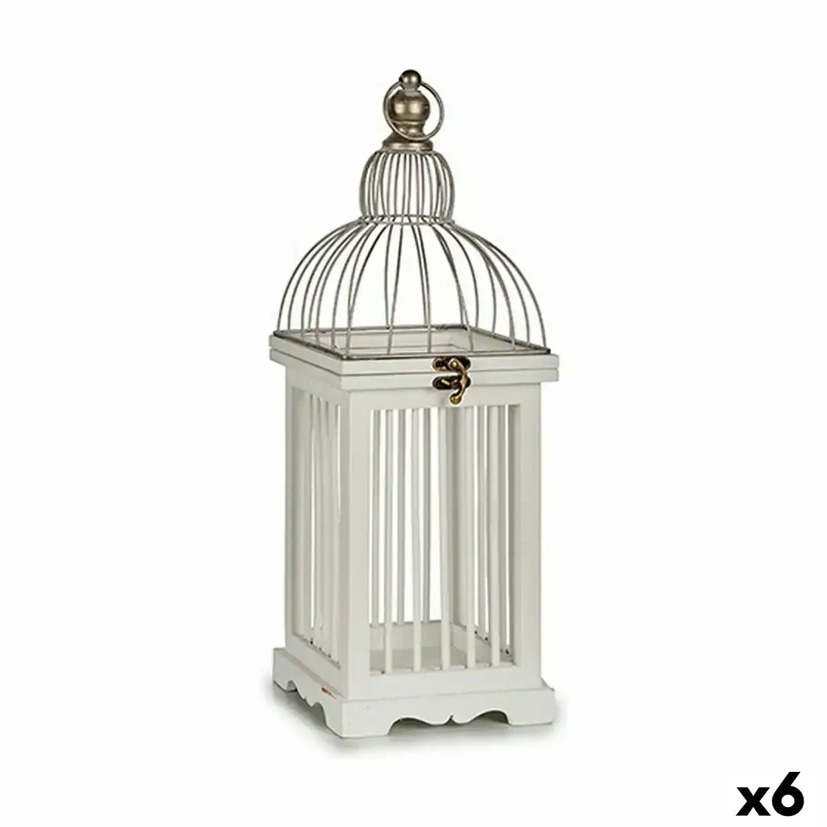 Cage decorative metal bois blanc 16 5 x 46 x 16 5 cm 6 unites _9638. DIAYTAR COTE D'IVOIRE - Où Choisir est un Acte d'Amour pour le Côte d'Ivoire. Explorez notre boutique en ligne et choisissez des articles qui célèbrent la culture et l'artisanat du pays.