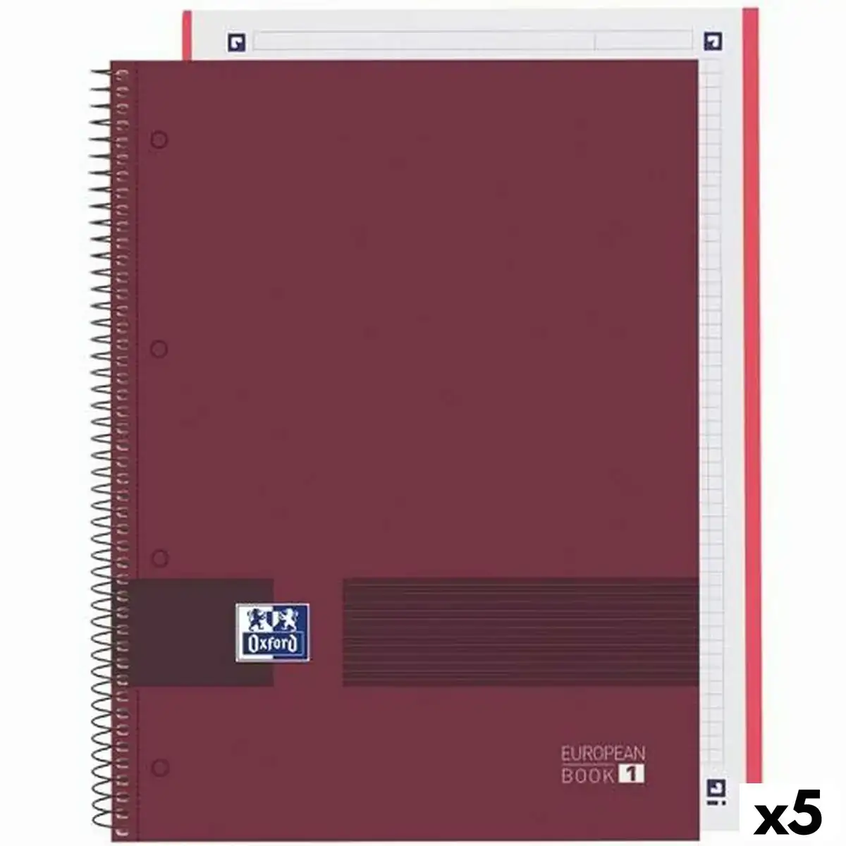 Cahier oxford european book write erase bordeaux a4 80 volets 5 unites_2840. DIAYTAR COTE D'IVOIRE - L'Art de Vivre le Shopping Authentique. Découvrez notre boutique en ligne et trouvez des produits qui célèbrent la culture et l'héritage du Côte d'Ivoire.