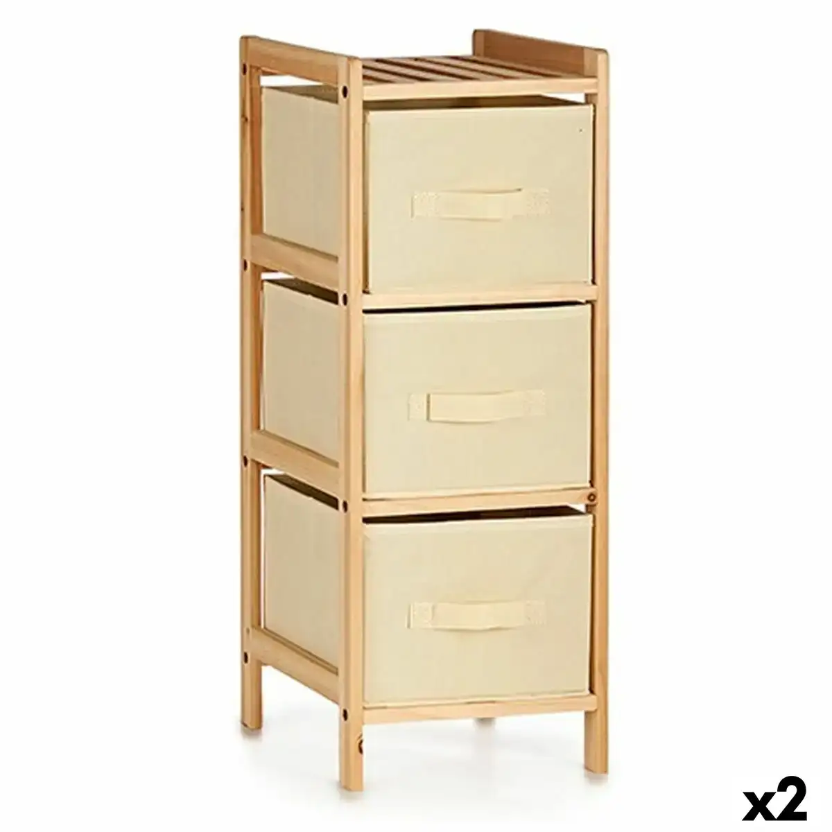 Caisson a tiroirs creme bois textile 28 x 70 x 29 5 cm 2 unites _9856. DIAYTAR COTE D'IVOIRE - L'Art de Magasiner sans Limites. Naviguez à travers notre collection diversifiée pour trouver des produits qui élargiront vos horizons shopping.