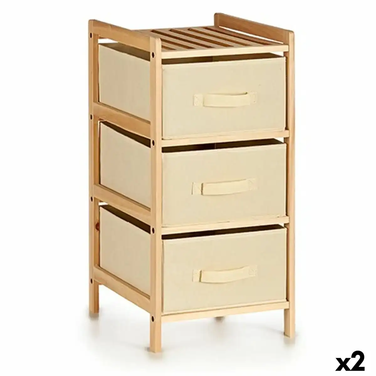 Caisson a tiroirs creme bois textile 36 x 66 x 34 cm 2 unites _1634. DIAYTAR COTE D'IVOIRE - L'Art de Magasiner sans Limites. Naviguez à travers notre collection diversifiée pour trouver des produits qui élargiront vos horizons shopping.