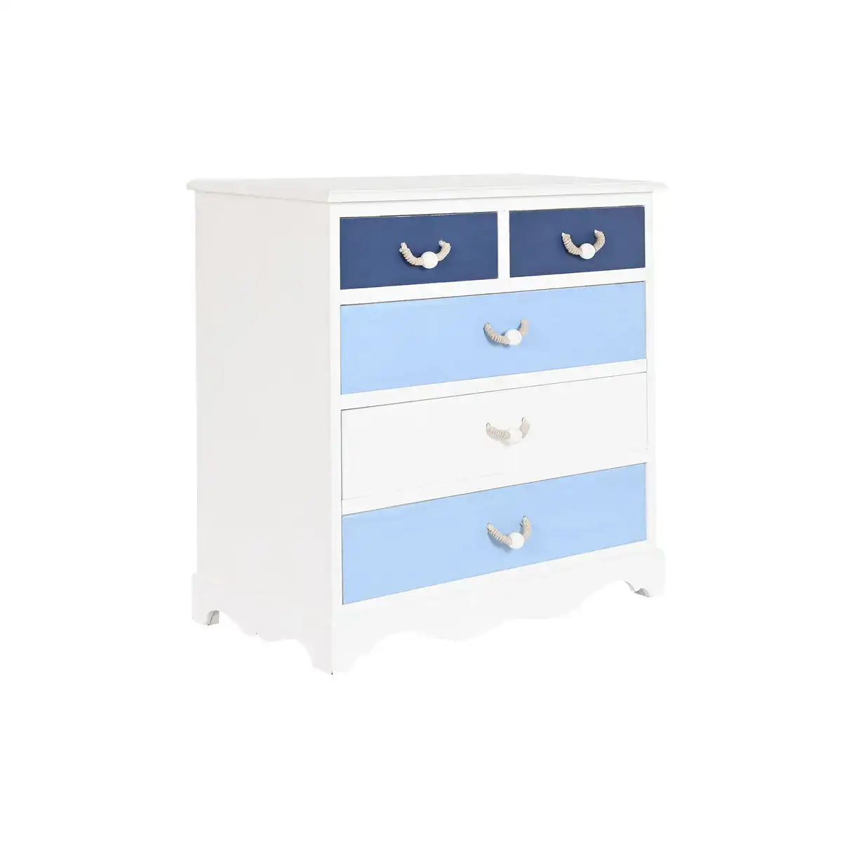 Caisson a tiroirs dkd home decor blanc bleu ciel blue marine corde bois mdf 80 x 40 x 80 cm_5570. DIAYTAR COTE D'IVOIRE - L'Écrin de Vos Désirs Shopping. Parcourez notre boutique en ligne et explorez des produits minutieusement choisis pour répondre à vos envies les plus exigeantes.
