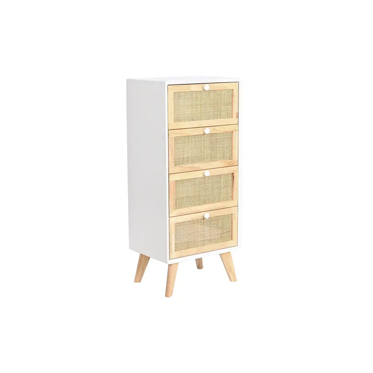 Caisson a tiroirs dkd home decor blanc rotin bois de paulownia 40 x 30 x 90 cm_7812. DIAYTAR COTE D'IVOIRE - Là où Choisir est un Acte d'Amour pour le Côte d'Ivoire. Explorez notre gamme et choisissez des produits qui célèbrent la culture et l'artisanat du pays.
