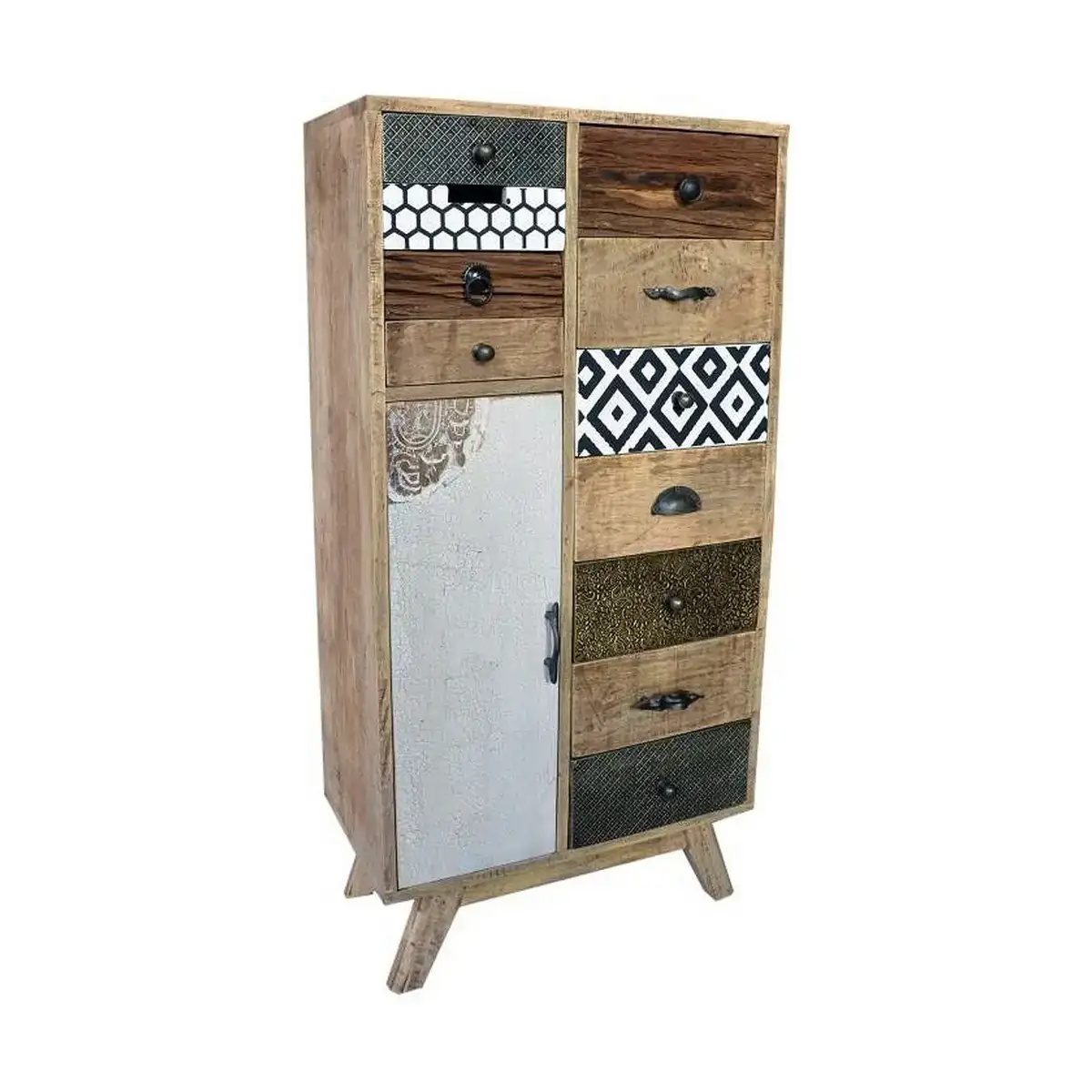 Caisson a tiroirs dkd home decor metal colonial bois de manguier 55 x 30 x 110 cm_2130. DIAYTAR COTE D'IVOIRE - Où Choisir est un Acte d'Amour pour le Côte d'Ivoire. Explorez notre boutique en ligne et choisissez des articles qui célèbrent la culture et l'artisanat du pays.