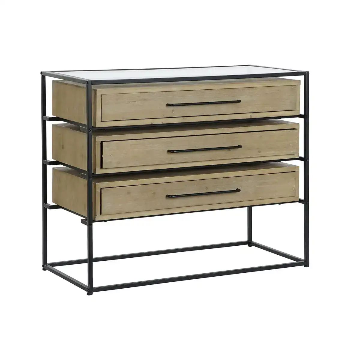 Caisson a tiroirs dkd home decor noir naturel metal bois mdf moderne 100 x 45 x 82 cm_8441. DIAYTAR COTE D'IVOIRE - Où la Tradition Renouvelée Rencontre l'Innovation. Explorez notre gamme de produits qui fusionnent l'héritage culturel avec les besoins contemporains.