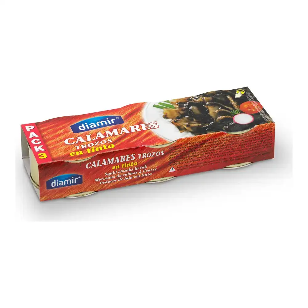 Calamars dans leur encre diamir 85 g 3 uds _6880. DIAYTAR COTE D'IVOIRE - Là où Choisir est un Acte d'Amour pour la Culture Côte d'Ivoireaise. Explorez notre gamme et choisissez des produits qui célèbrent la richesse de notre patrimoine.