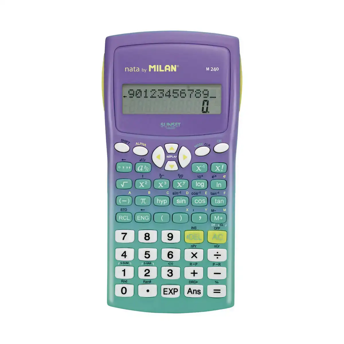 Calculatrice scientifique milan m240 sunset turquoise lila 16 7 x 8 4 x 1 9 cm_3686. DIAYTAR COTE D'IVOIRE - Votre Passage vers l'Élégance Accessible. Parcourez notre boutique en ligne pour trouver des produits qui vous permettent d'allier style et économies.