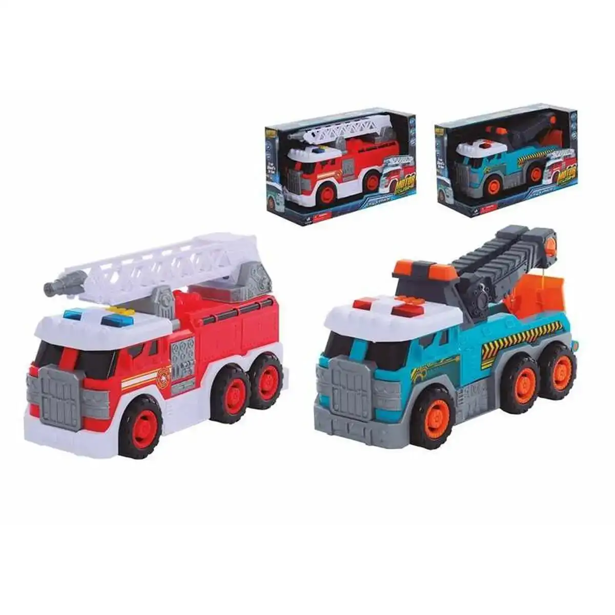 Camion de pompier son et lumiere camion travaux publics 2 unites 19 x 12 x 8 cm_6933. DIAYTAR COTE D'IVOIRE - Votre Passage vers l'Exceptionnel. Naviguez à travers notre sélection minutieuse et découvrez des articles qui apportent une touche spéciale à chaque instant de votre vie.