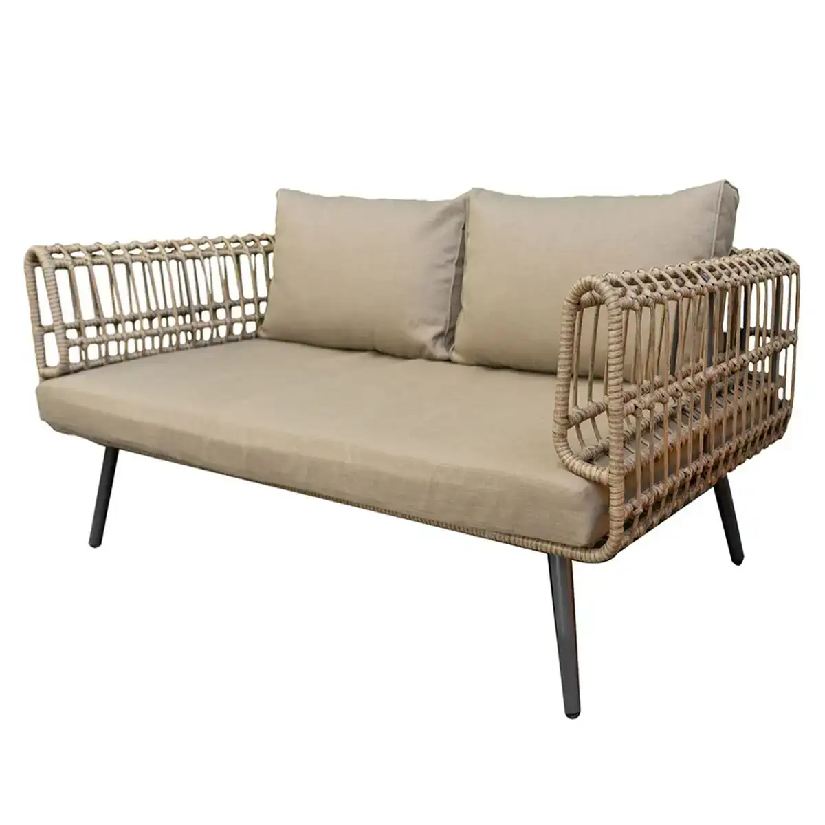 Canape deux places ariki 161 x 84 x 67 cm rotin synthetique acier_9258. DIAYTAR COTE D'IVOIRE - Là où Vos Rêves Prendent Forme. Plongez dans notre catalogue diversifié et trouvez des produits qui enrichiront votre quotidien, du pratique à l'exceptionnel.