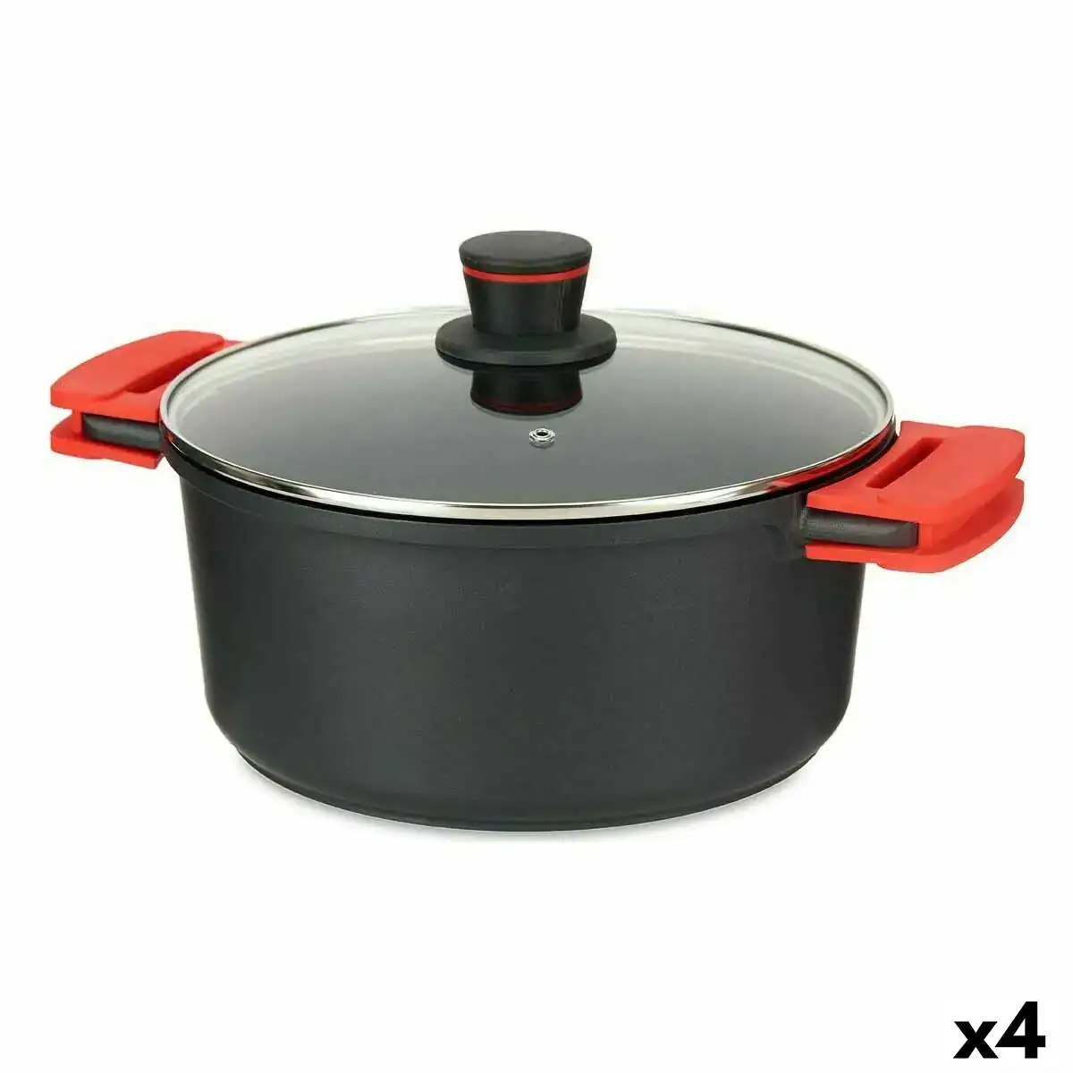 Casserole avec couvercle en verre o 28 cm noir aluminium 4 unites _7211. DIAYTAR COTE D'IVOIRE - Votre Plateforme Shopping Engagée. Explorez notre catalogue et choisissez des produits qui reflètent notre dévouement envers la qualité et la satisfaction du client.