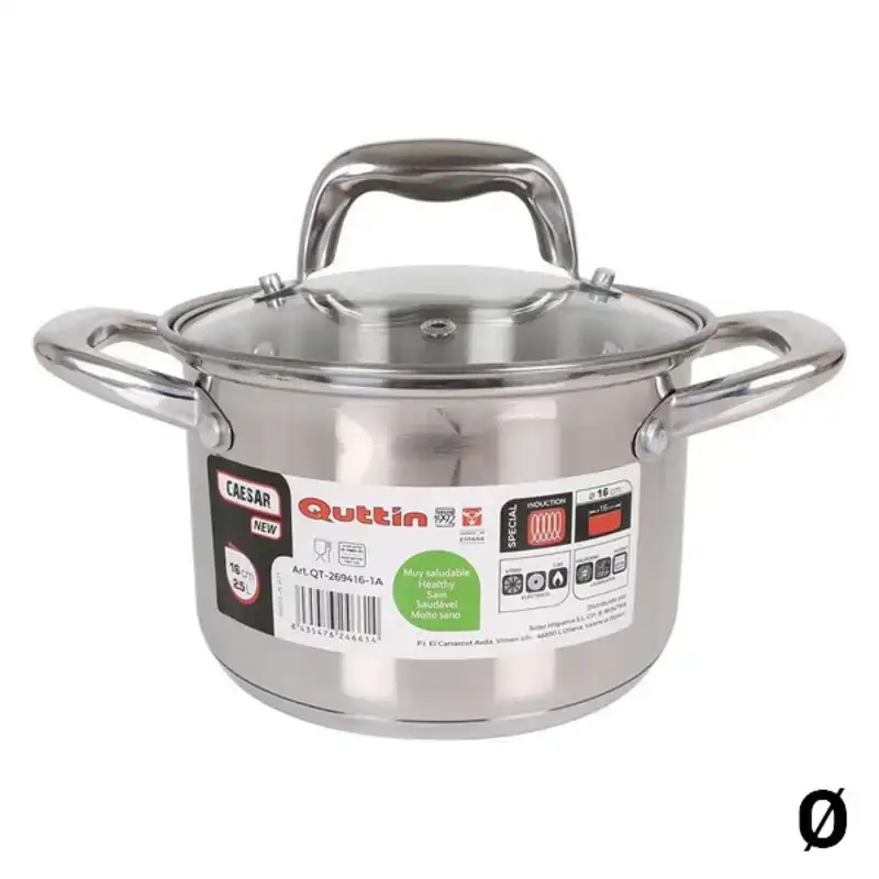 Casserole avec couvercle en verre quttin acier_2052. DIAYTAR COTE D'IVOIRE - Où Chaque Produit est une Histoire à Raconter. Découvrez notre sélection de produits qui vous permettent de créer votre propre récit à travers vos achats.
