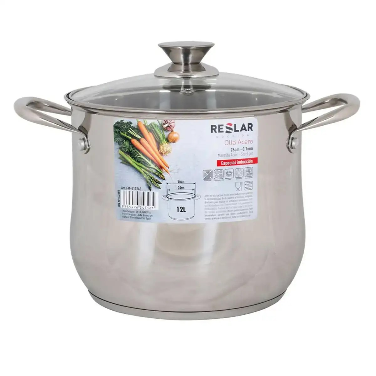 Casserole avec couvercle en verre reslar 12 l acier 25 7 x 21 5 cm_3183. DIAYTAR COTE D'IVOIRE - Votre Passage vers l'Exceptionnel. Explorez notre boutique en ligne, où chaque produit est choisi avec soin pour offrir une expérience de shopping inoubliable.
