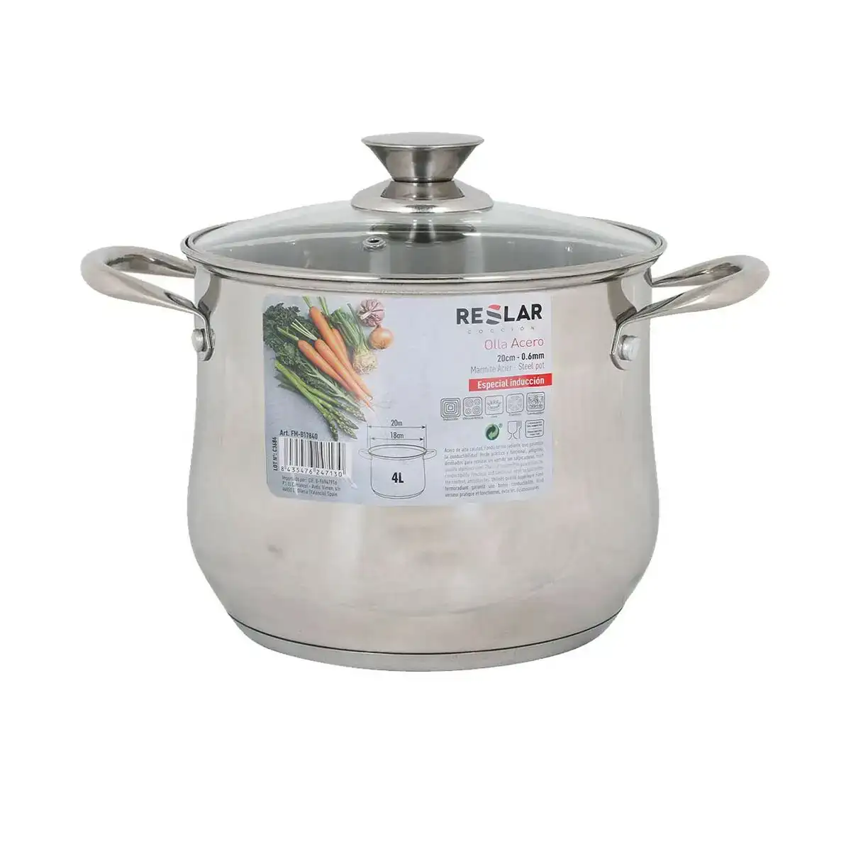Casserole avec couvercle en verre reslar 4 l acier 19 5 x 15 3 cm_3526. DIAYTAR COTE D'IVOIRE - Où Chaque Sélection Vous Parle. Parcourez nos catégories et découvrez des produits qui reflètent vos passions et vos besoins, pour un shopping personnel et inspirant.