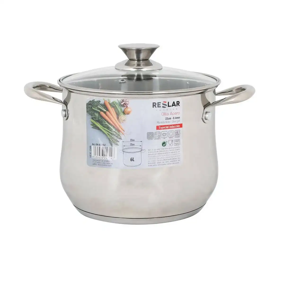 Casserole avec couvercle en verre reslar 6 l acier 21 5 x 16 9 cm_6330. DIAYTAR COTE D'IVOIRE - Où l'Élégance se Mêle à l'Authenticité. Naviguez à travers notre boutique en ligne et choisissez des produits qui incarnent le style et la tradition du Côte d'Ivoire.