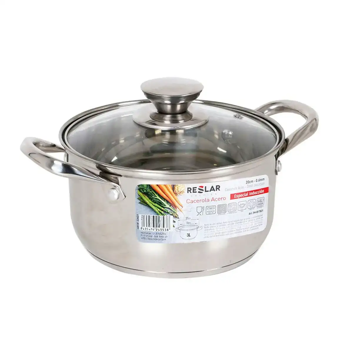Casserole avec couvercle en verre reslar acier 3 l o 19 6 x 10 9 cm_4904. DIAYTAR COTE D'IVOIRE - Où Choisir est un Acte d'Amour pour le Côte d'Ivoire. Explorez notre boutique en ligne et choisissez des articles qui célèbrent la culture et l'artisanat du pays.