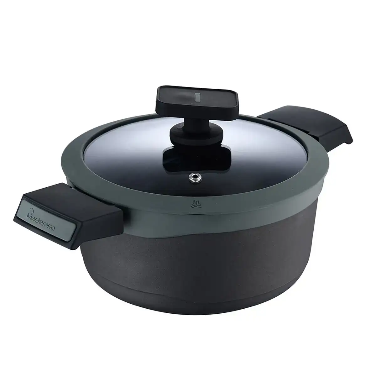 Casserole avec couvercle masterpro noir aluminium o 28 cm_4766. DIAYTAR COTE D'IVOIRE - Votre Escapade Shopping Virtuelle. Explorez notre boutique en ligne et dénichez des trésors qui évoquent la culture et le savoir-faire sénégalais, un clic à la fois.