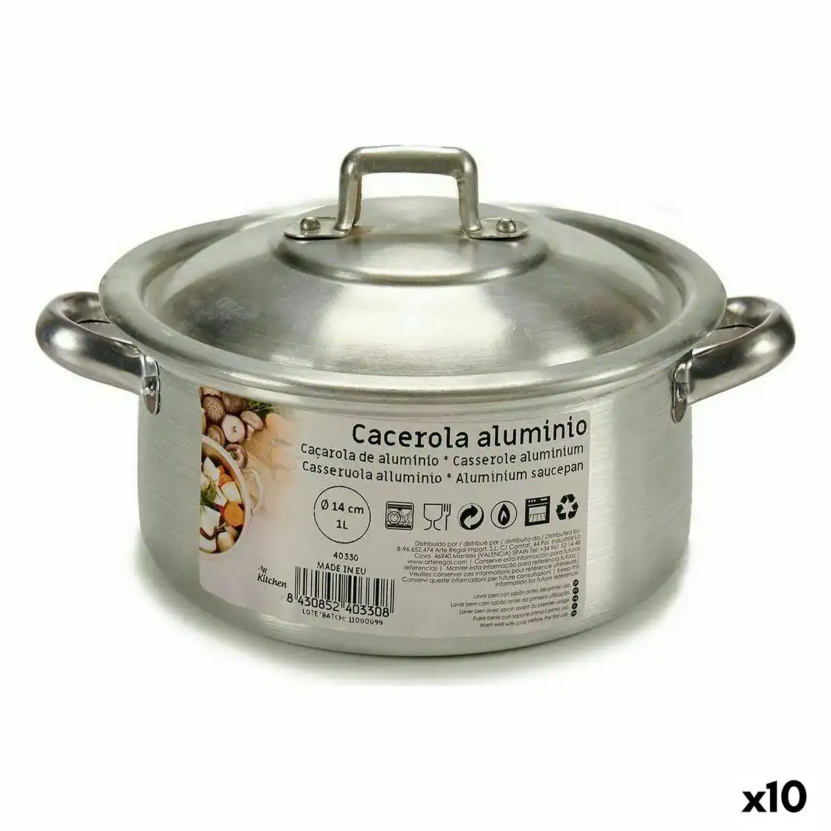 Casserole avec couvercle o 14 cm argente aluminium 1 l 10 unites _6220. DIAYTAR COTE D'IVOIRE - Votre Passage vers le Raffinement. Plongez dans notre univers de produits exquis et choisissez des articles qui ajoutent une touche de sophistication à votre vie.