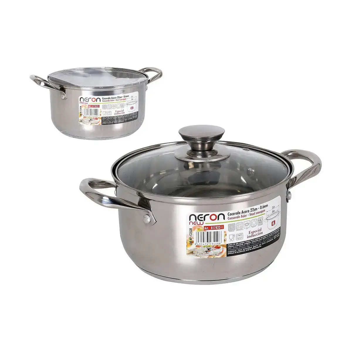 Casserole avec couvercle quttin new neron acier 4 l o 22 cm_6897. DIAYTAR COTE D'IVOIRE - Où Chaque Produit est une Promesse de Qualité. Explorez notre boutique en ligne et choisissez des produits qui répondent à vos exigences élevées.