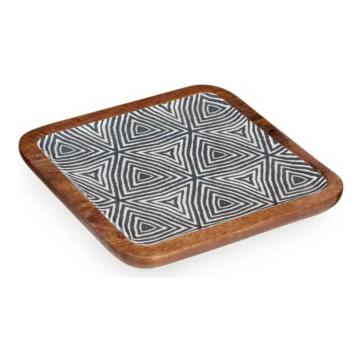Centre de table ethnique 25 x 25 cm blanc marron noir resine bois de manguier_4786. DIAYTAR COTE D'IVOIRE - Là où la Qualité est Non Négociable. Parcourez notre boutique en ligne pour découvrir des produits qui incarnent le raffinement et l'excellence du Côte d'Ivoire.