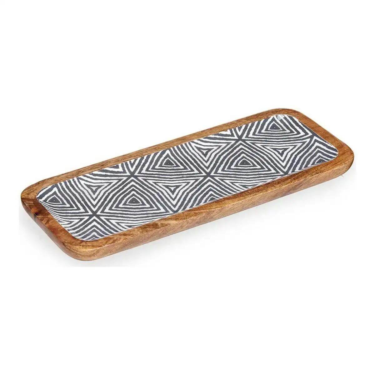 Centre de table ethnique noir marron blanc 38 x 15 cm _8427. DIAYTAR COTE D'IVOIRE - Votre Destination pour un Shopping Réfléchi. Découvrez notre gamme variée et choisissez des produits qui correspondent à vos valeurs et à votre style de vie.