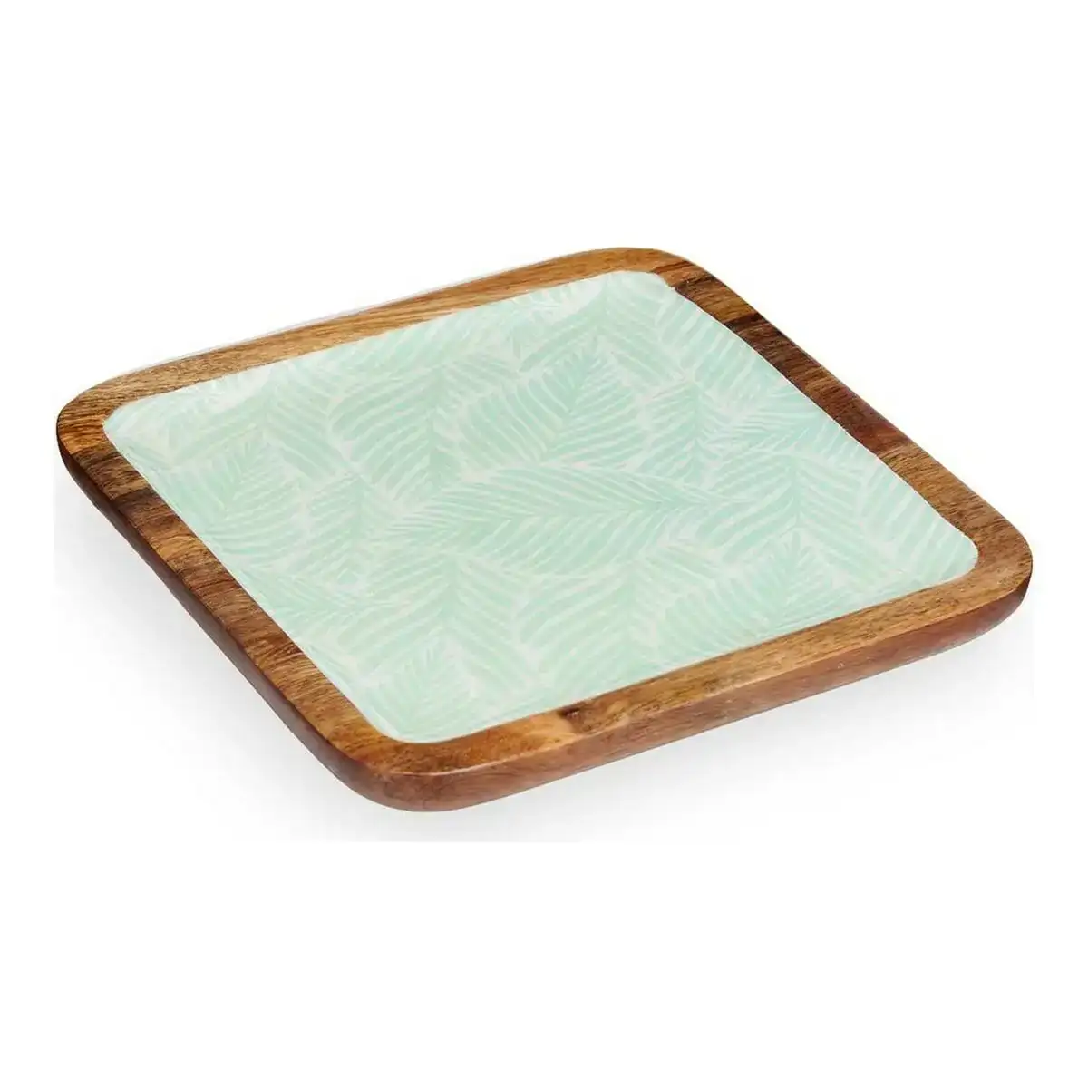 Centre de table feuille d une plante 25 x 25 cm blanc marron vert resine bois de manguier_9767. DIAYTAR COTE D'IVOIRE - L'Art de Vivre en Couleurs. Découvrez notre boutique en ligne et trouvez des produits qui ajoutent une palette vibrante à votre quotidien.