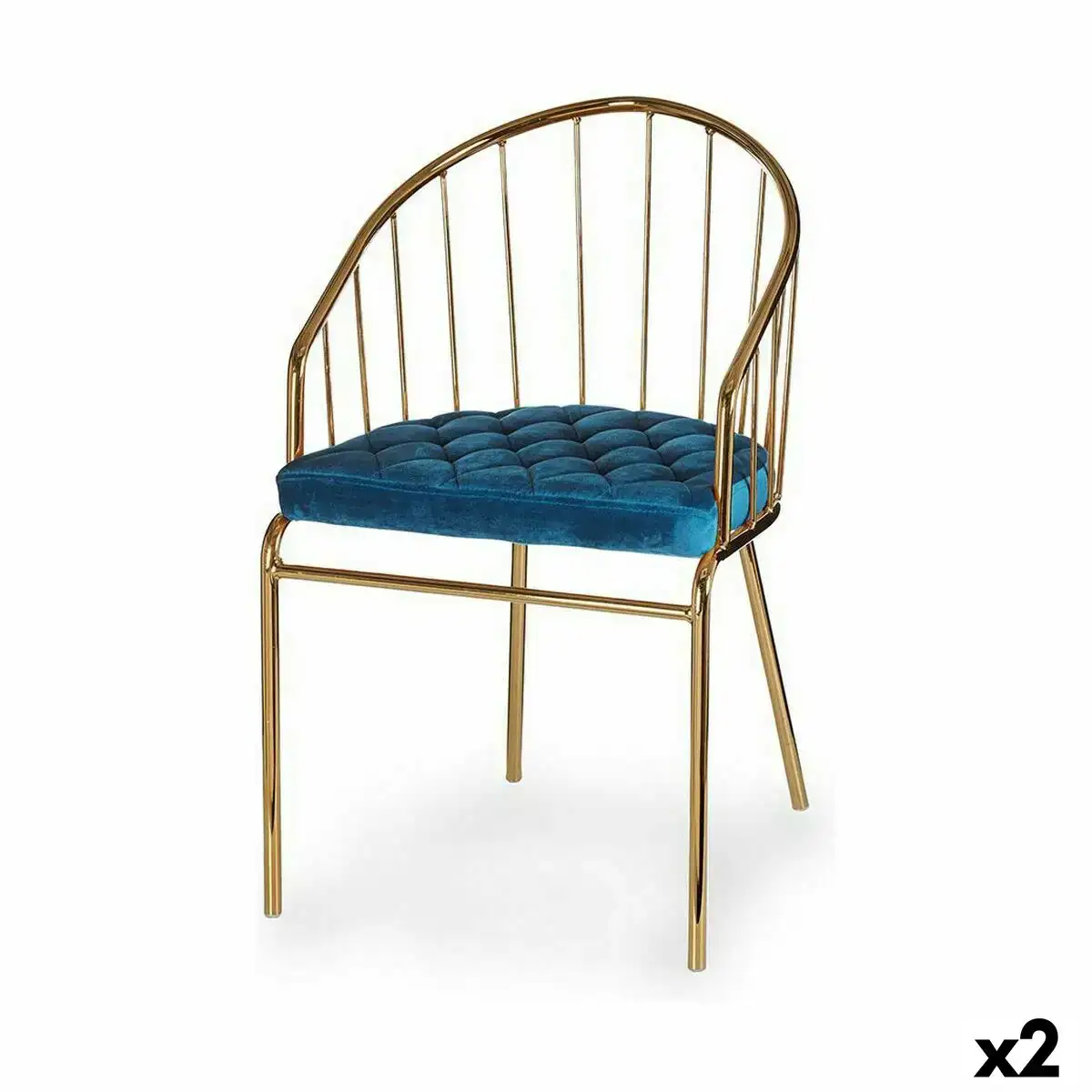 Chaise barres bleu dore fer 51 x 81 x 52 cm 2 unites _5005. Entrez dans DIAYTAR COTE D'IVOIRE - Où Chaque Détail Compte. Explorez notre boutique en ligne pour trouver des produits de haute qualité, soigneusement choisis pour répondre à vos besoins et vos désirs.