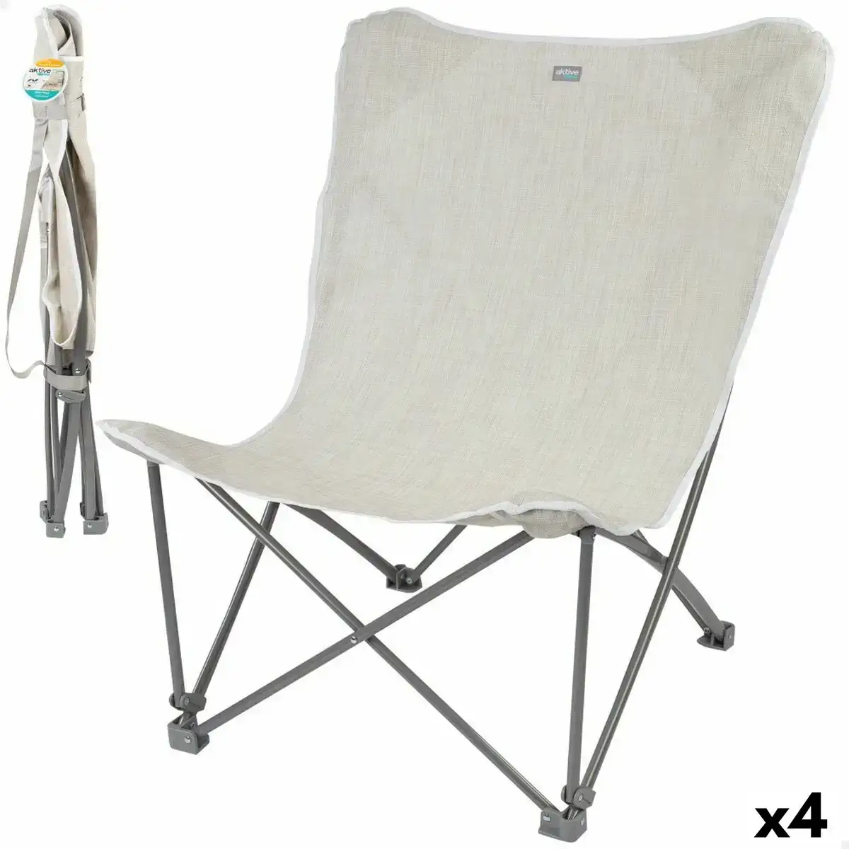 Chaise de camping pliante aktive beige 78 x 90 x 76 cm 4 unites _6691. DIAYTAR COTE D'IVOIRE - L'Art de Vivre l'Élégance Accessible. Parcourez notre gamme variée et choisissez des produits qui ajoutent une touche de sophistication à votre style.