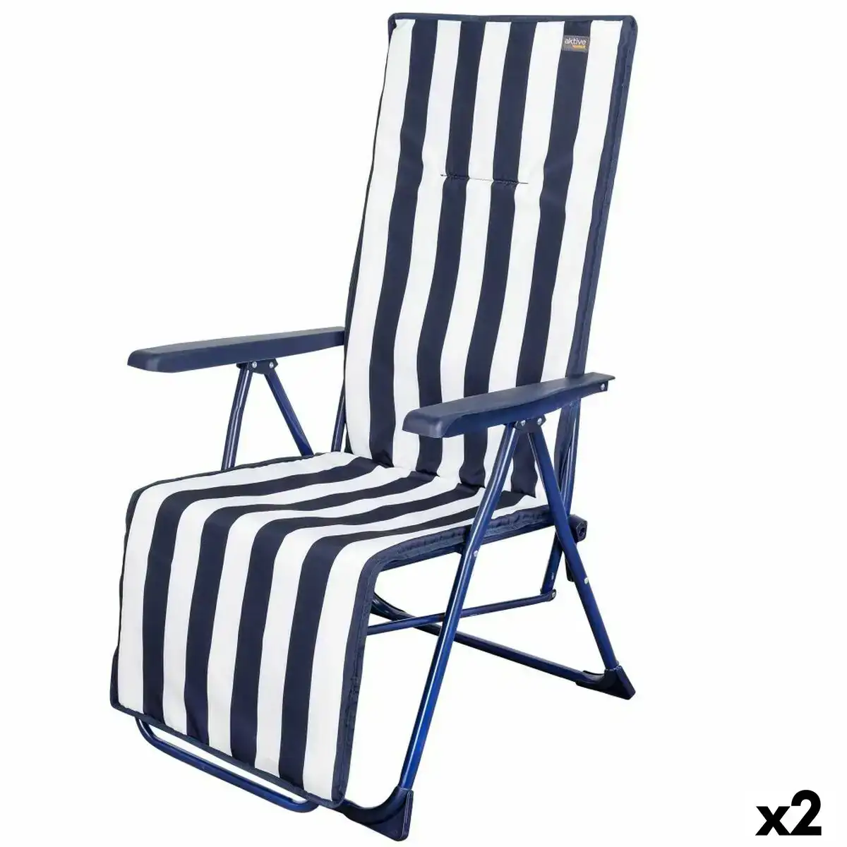 Chaise longue aktive blanc blue marine inclinable a rayures 147 x 70 x 48 cm 2 unites _3700. DIAYTAR COTE D'IVOIRE - Votre Plateforme pour un Shopping Inspiré. Explorez nos offres variées et découvrez des articles qui stimulent votre créativité et embellissent votre vie.