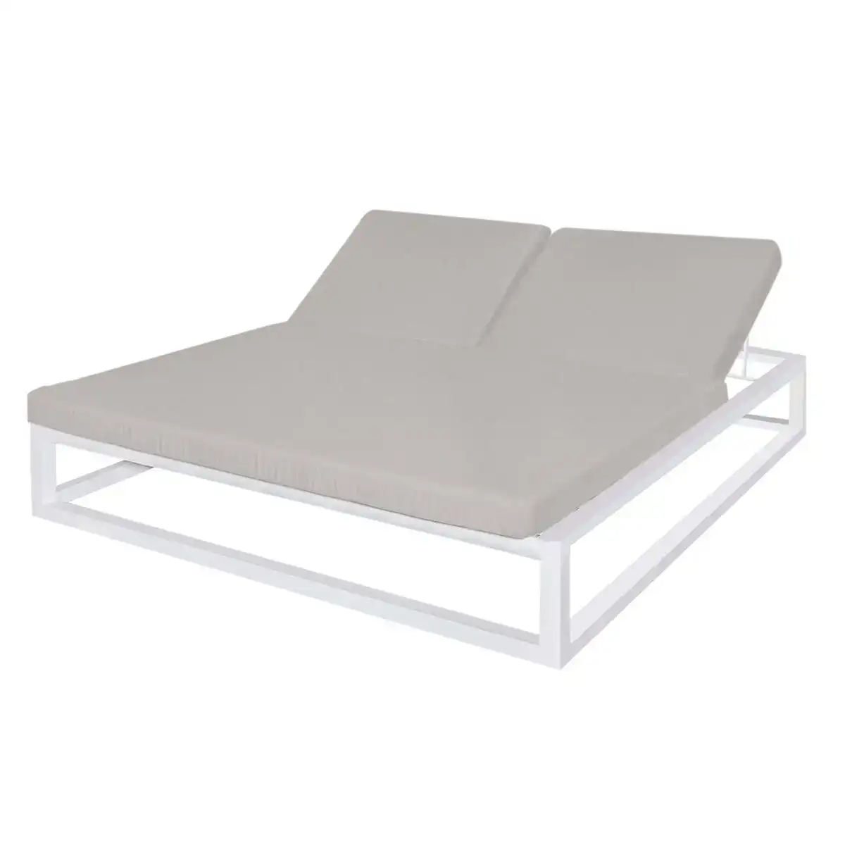 Chaise longue luana double 180 x 200 x 43 cm blanc gris acier_4784. Bienvenue chez DIAYTAR COTE D'IVOIRE - Où Chaque Produit a son Histoire. Découvrez notre sélection unique et trouvez des articles qui racontent la richesse culturelle et artistique du Côte d'Ivoire.