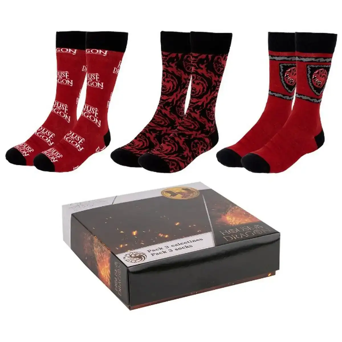 Chaussettes house of dragon 3 pieces 36 41_7261. DIAYTAR COTE D'IVOIRE - Où Chaque Achat Raconte une Histoire. Parcourez notre boutique en ligne pour trouver des articles qui évoquent le savoir-faire et la tradition du Côte d'Ivoire.