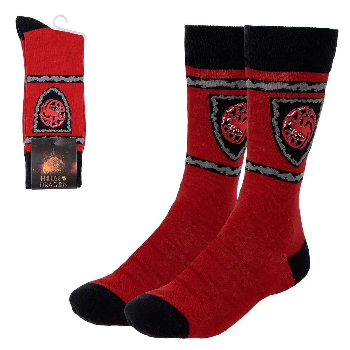 Chaussettes house of dragon targaryen rouge_9773. Bienvenue chez DIAYTAR COTE D'IVOIRE - Où Chaque Produit a son Histoire. Découvrez notre sélection unique et trouvez des articles qui racontent la richesse culturelle et artistique du Côte d'Ivoire.