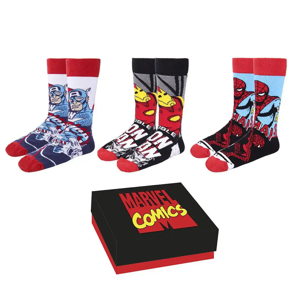 Chaussettes marvel unisexe 3 paires_7925. DIAYTAR COTE D'IVOIRE - Là où le Shopping devient une Fête des Sens. Plongez dans notre univers et choisissez des produits qui éveillent votre goût pour l'esthétique et l'authenticité.