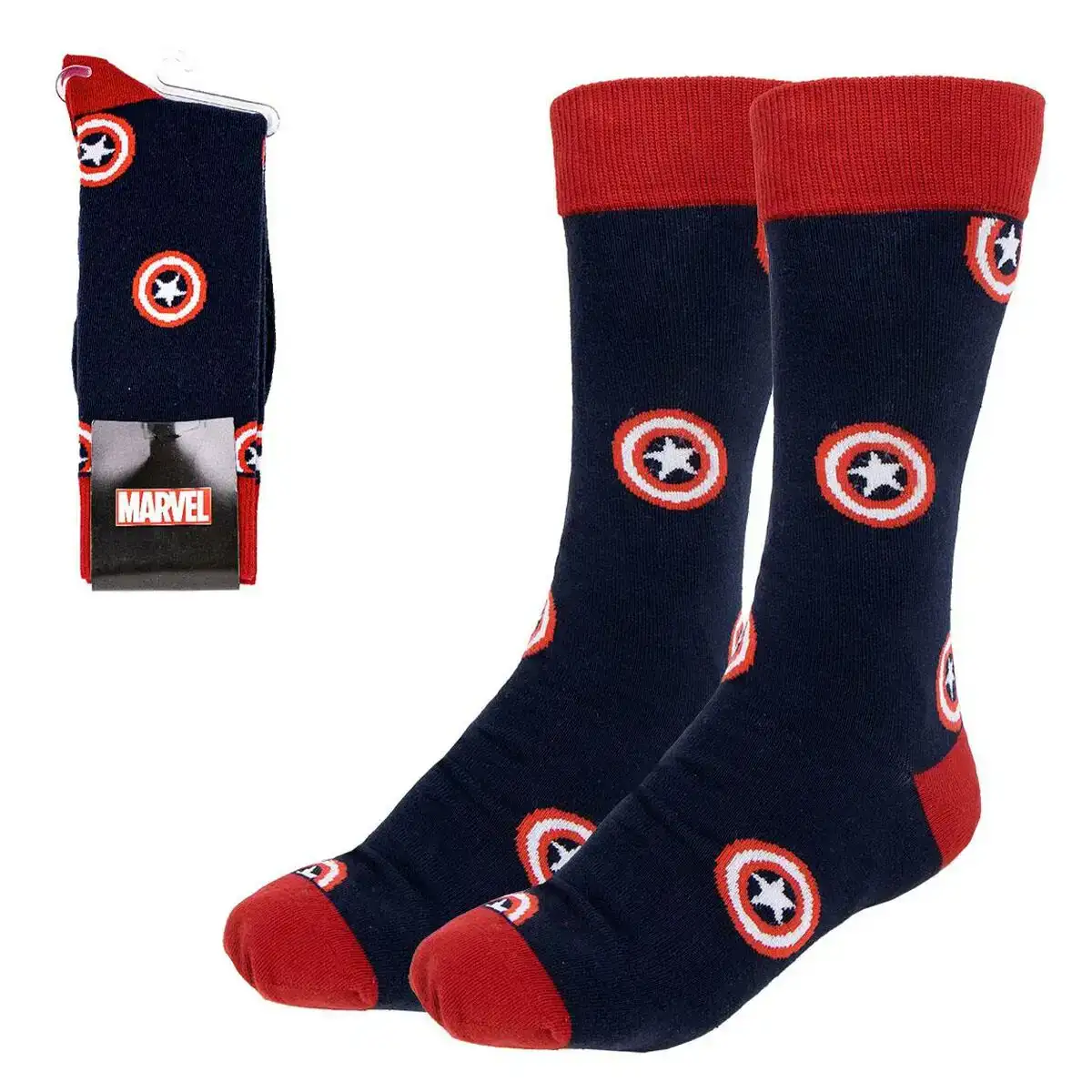 Chaussettes marvel unisexe bleu fonce_9814. DIAYTAR COTE D'IVOIRE - Où Choisir est une Célébration de l'Artisanat Local. Découvrez notre boutique en ligne et choisissez des produits qui incarnent la passion des artisans sénégalais.
