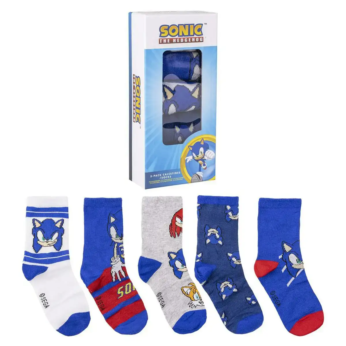 Chaussettes sonic 5 pieces_8720. DIAYTAR COTE D'IVOIRE - Où la Tradition Renouvelée Rencontre l'Innovation. Explorez notre gamme de produits qui fusionnent l'héritage culturel avec les besoins contemporains.