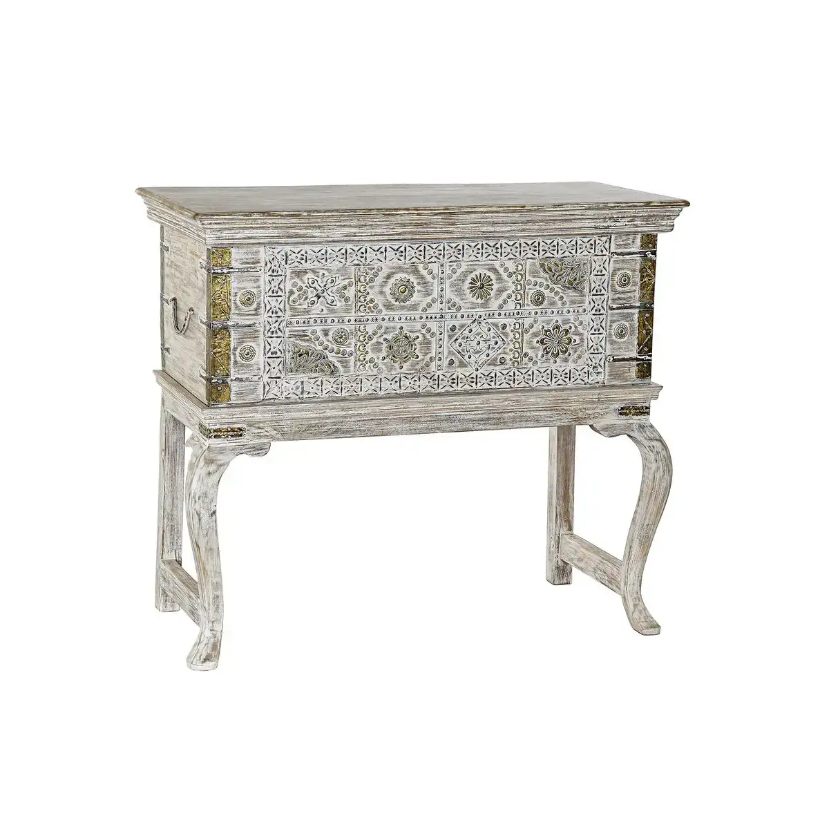 Coffre dkd home decor a pied 90 x 40 x 80 cm _8055. DIAYTAR COTE D'IVOIRE - Là où Choisir est un Acte d'Amour pour le Côte d'Ivoire. Explorez notre gamme et choisissez des produits qui célèbrent la culture et l'artisanat du pays.