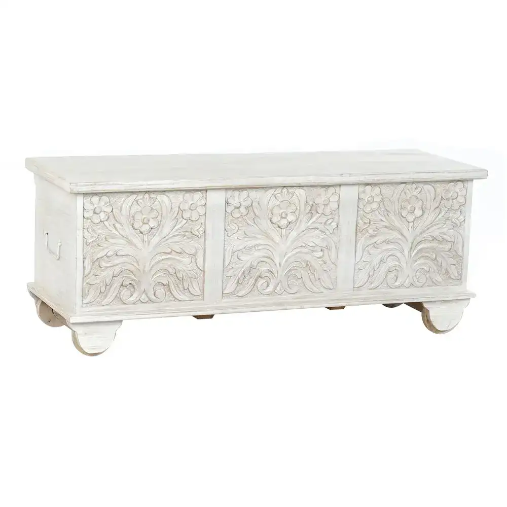 Coffre dkd home decor blanc bois de manguier 115 x 40 x 45 cm_4075. Bienvenue chez DIAYTAR COTE D'IVOIRE - Où Chaque Achat Fait une Différence. Découvrez notre gamme de produits qui reflètent l'engagement envers la qualité et le respect de l'environnement.