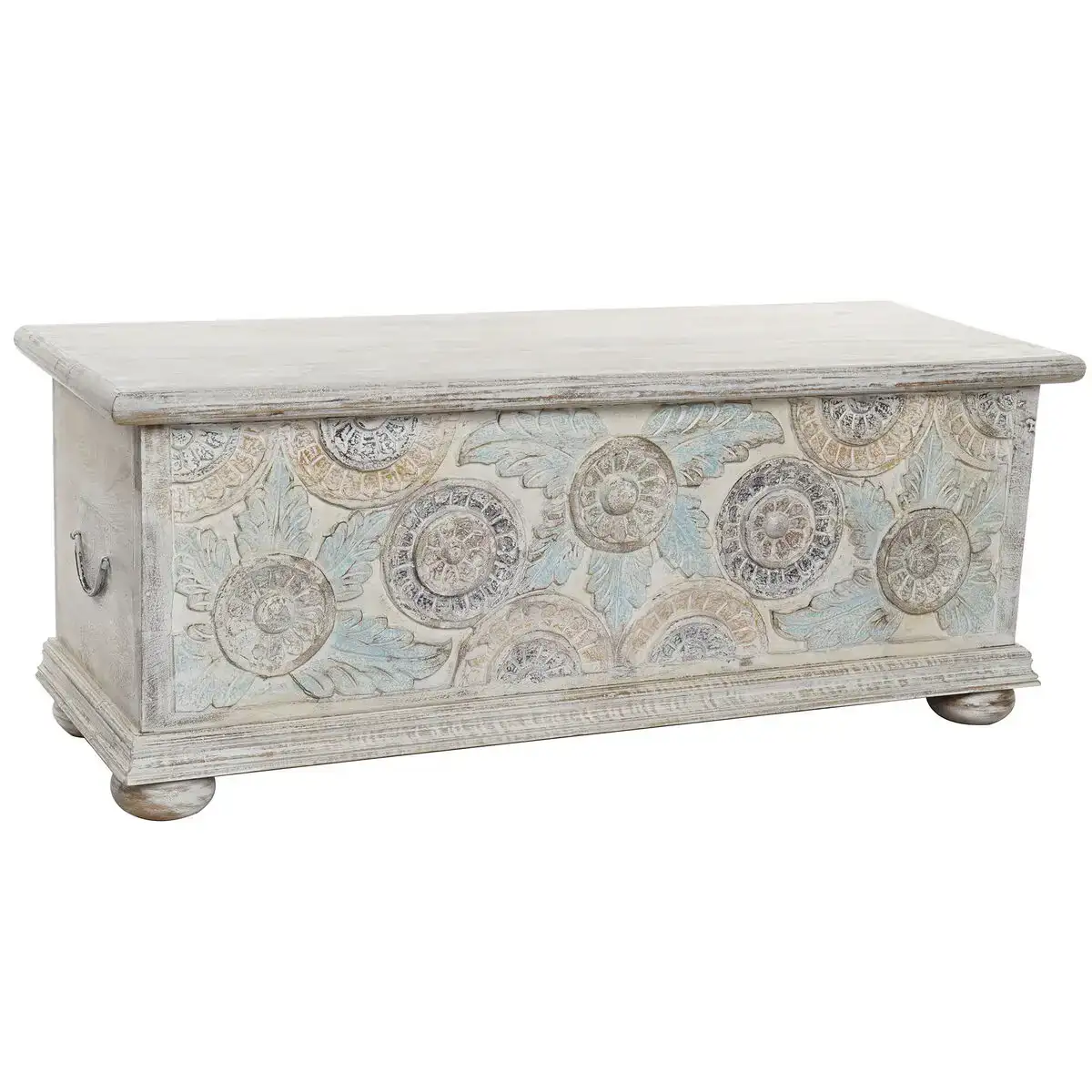 Coffre dkd home decor blanc laiton bois de manguier 116 x 40 x 45 cm_1490. Entrez dans l'Univers de DIAYTAR COTE D'IVOIRE - Où Chaque Produit a son Éclat Unique. Explorez notre gamme variée et choisissez des articles qui illuminent votre quotidien.