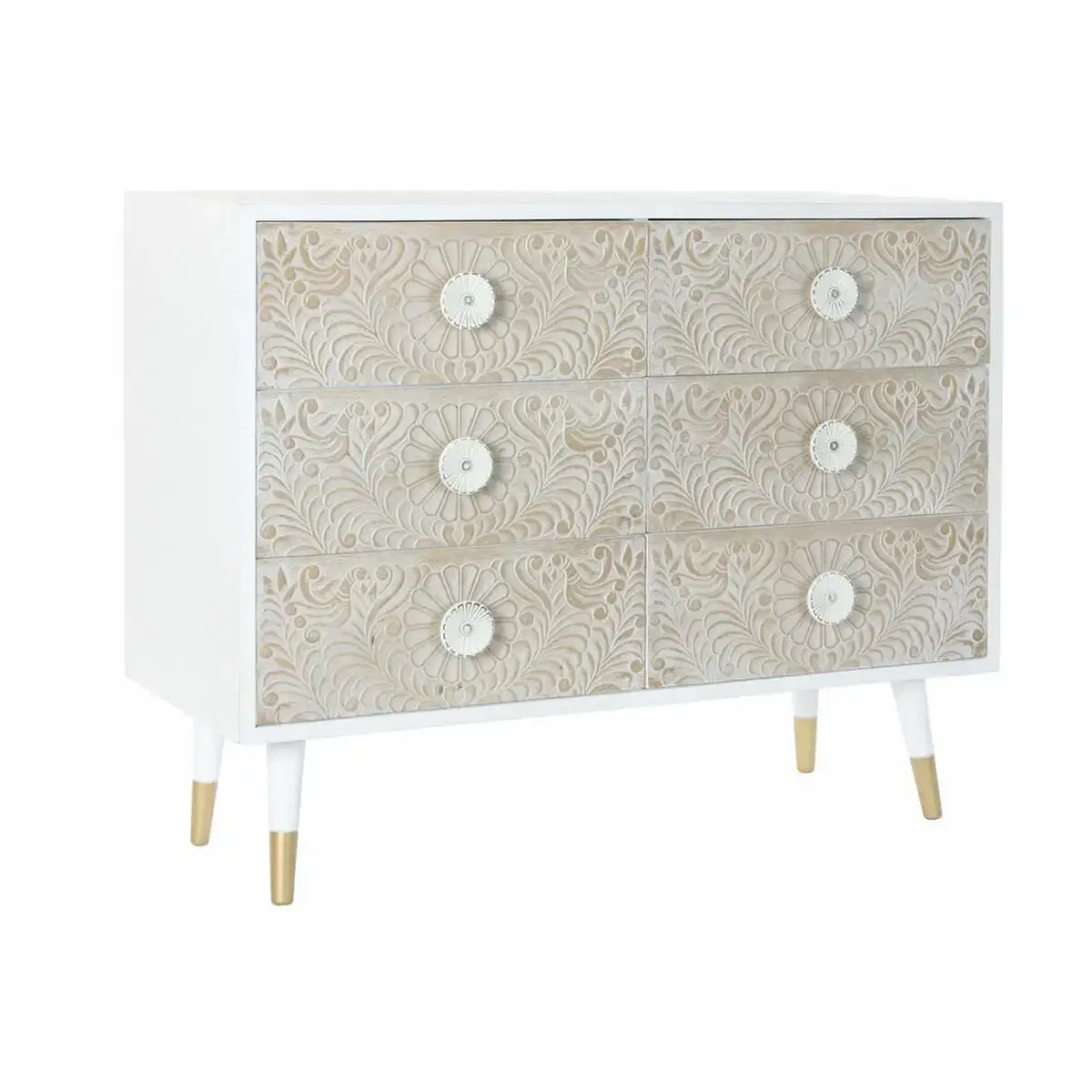 Commode dkd home decor 100 x 42 x 80 cm sapin blanc plastique marron clair mandala indien_8787. DIAYTAR COTE D'IVOIRE - Votre Passage vers le Chic et l'Élégance. Naviguez à travers notre boutique en ligne pour trouver des produits qui ajoutent une touche sophistiquée à votre style.