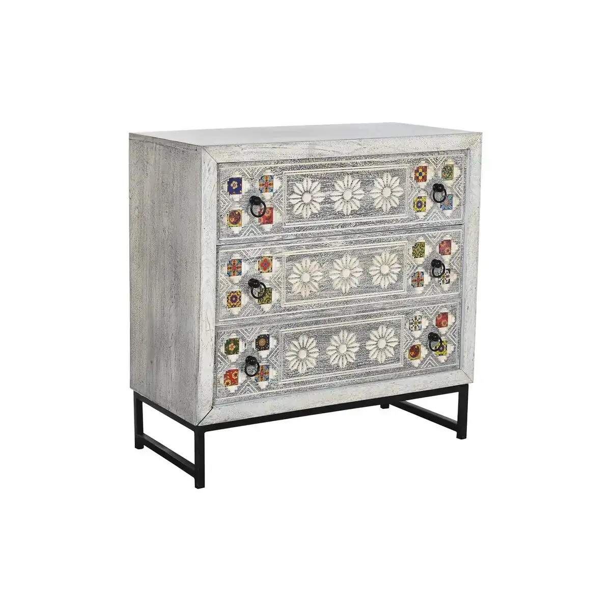 Commode dkd home decor ceramique gris blanc bois de manguier 80 x 38 x 80 cm _3303. DIAYTAR COTE D'IVOIRE - Où Choisir Devient un Acte de Découverte. Découvrez notre gamme et choisissez des produits qui éveillent votre curiosité et élargissent vos horizons.