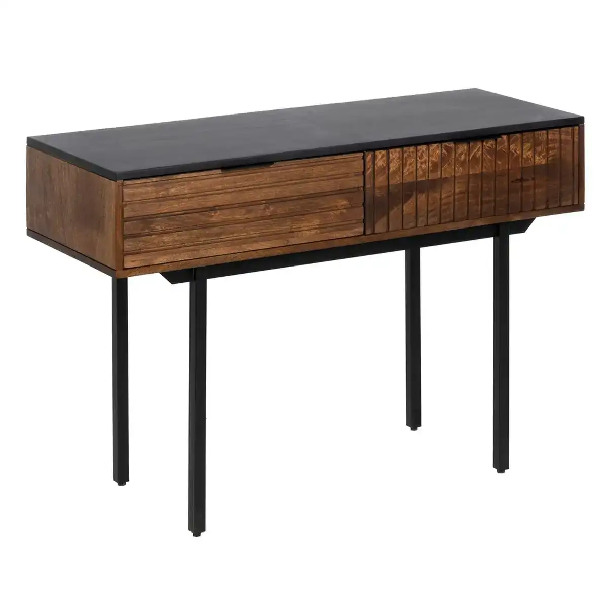Console abner marron noir metal fer bois de manguier 110 x 40 x 76 cm_8138. DIAYTAR COTE D'IVOIRE - Où Choisir Rime avec Qualité. Découvrez notre sélection soigneusement conçue et choisissez des articles qui incarnent l'excellence et l'innovation.