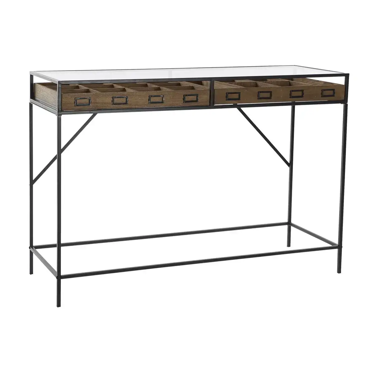 Console dkd home decor marron noir metal verre bois mdf 120 x 40 x 83 cm_4884. DIAYTAR COTE D'IVOIRE - Où Choisir est un Acte d'Amour pour le Côte d'Ivoire. Explorez notre boutique en ligne et choisissez des articles qui célèbrent la culture et l'artisanat du pays.
