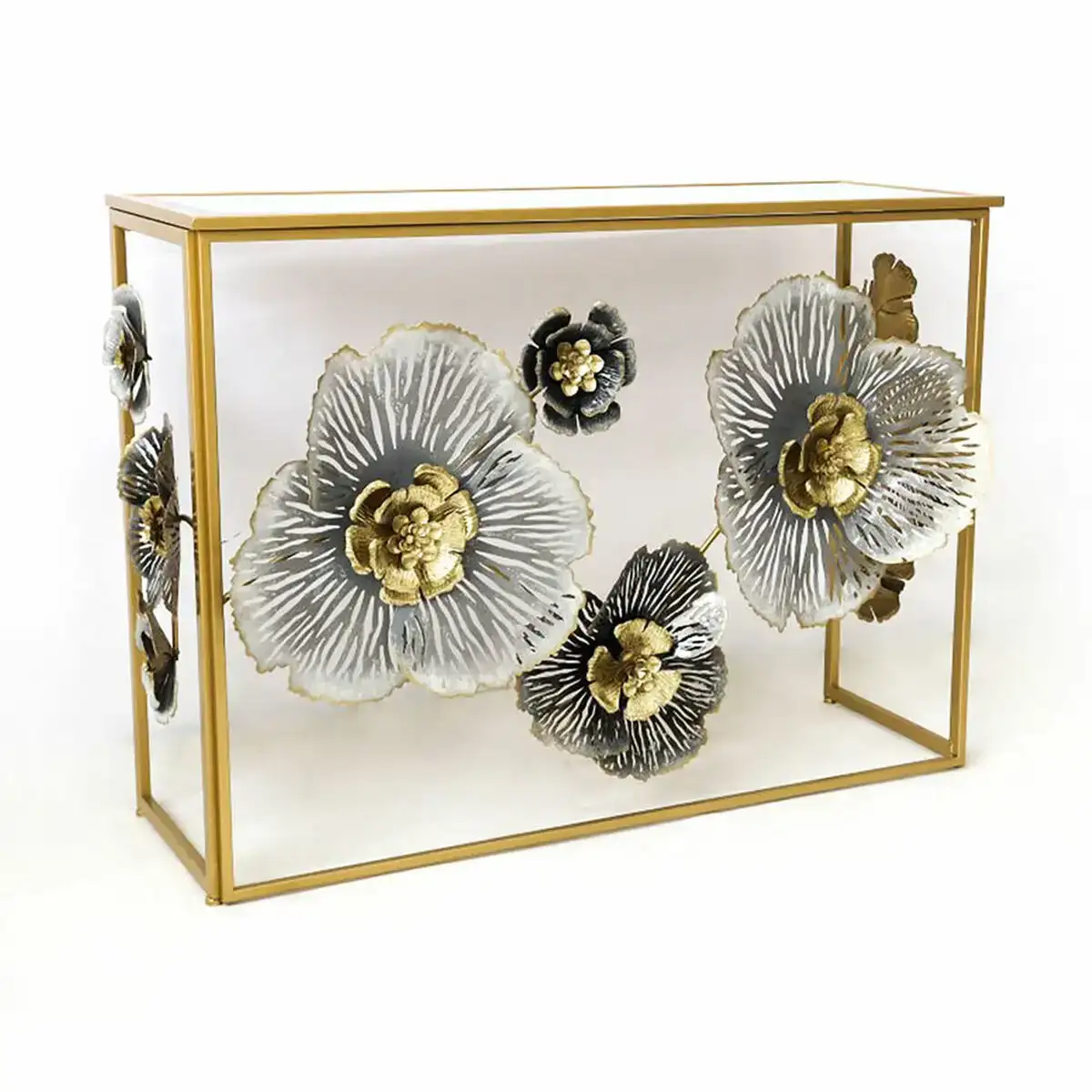 Console dkd home decor miroir gris dore metal fleurs 15 6 x 46 4 x 80 cm _6988. Entrez dans le Monde de DIAYTAR COTE D'IVOIRE - Où Chaque Produit Raconte une Histoire Unique. Explorez notre sélection et laissez-vous transporter par des récits à travers les articles que vous choisissez.