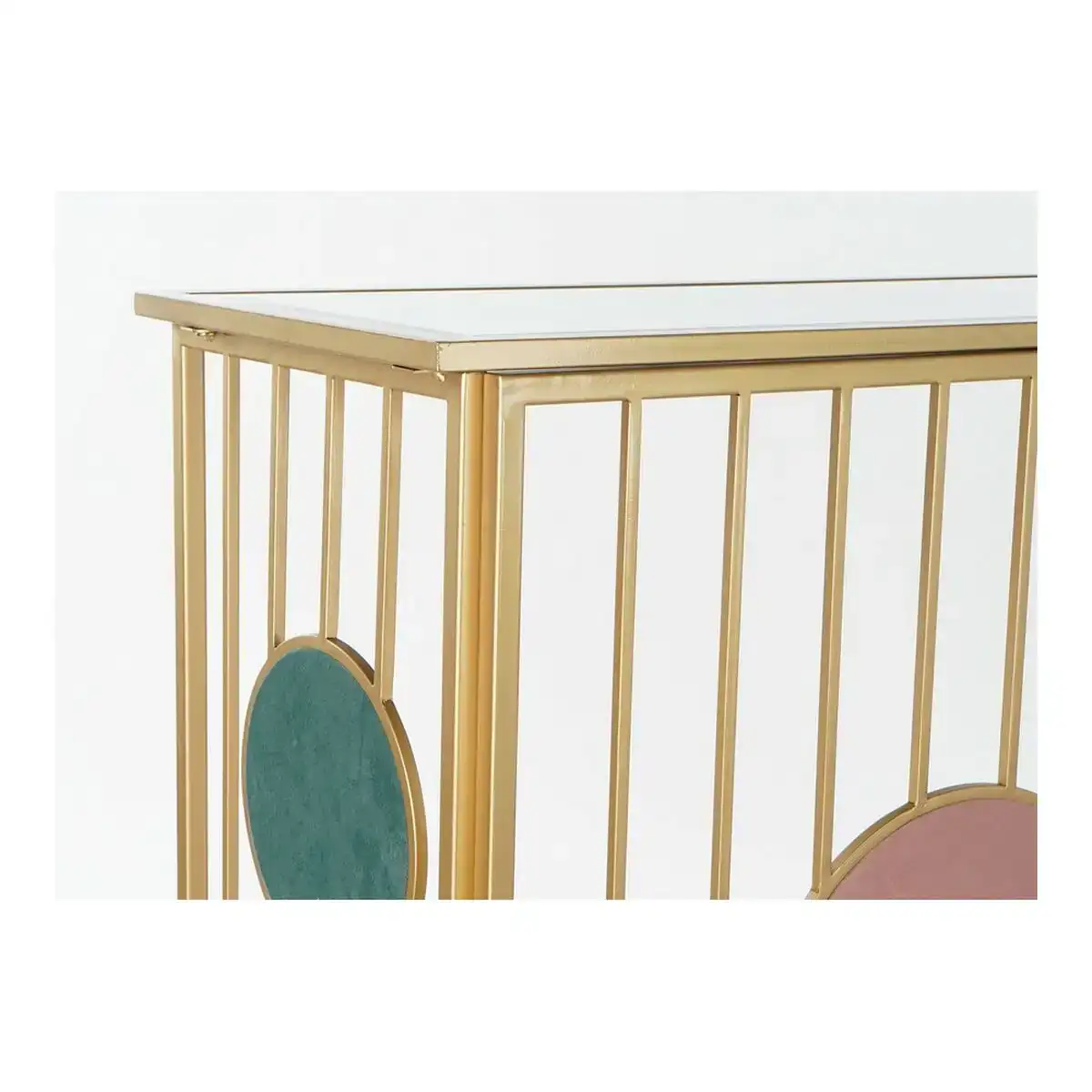 Console dkd home decor rose dore metal cercles 120 x 36 x 90 cm _6527. DIAYTAR COTE D'IVOIRE - L'Art de Vivre le Shopping Inspiré. Parcourez notre catalogue et choisissez des produits qui reflètent votre passion pour la beauté et l'authenticité.