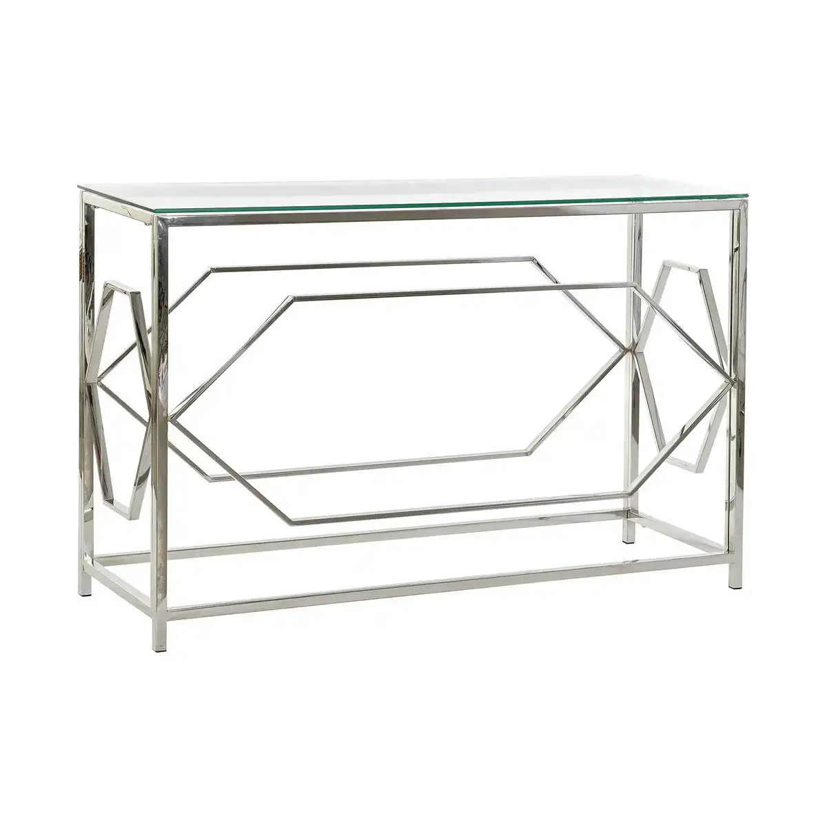 Console dkd home decor verre argente acier inoxydable 120 x 40 x 78 cm _8960. DIAYTAR COTE D'IVOIRE - L'Art de Vivre avec Authenticité. Explorez notre gamme de produits artisanaux et découvrez des articles qui apportent une touche unique à votre vie.